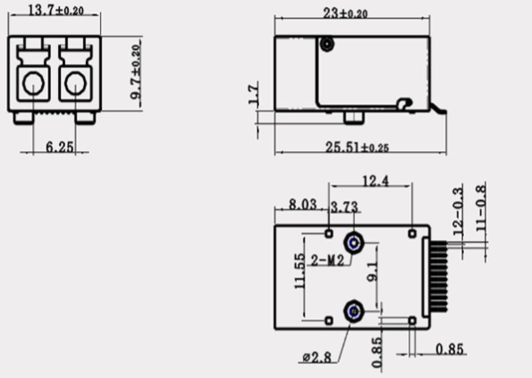 12pin usot光模块封装尺寸图
