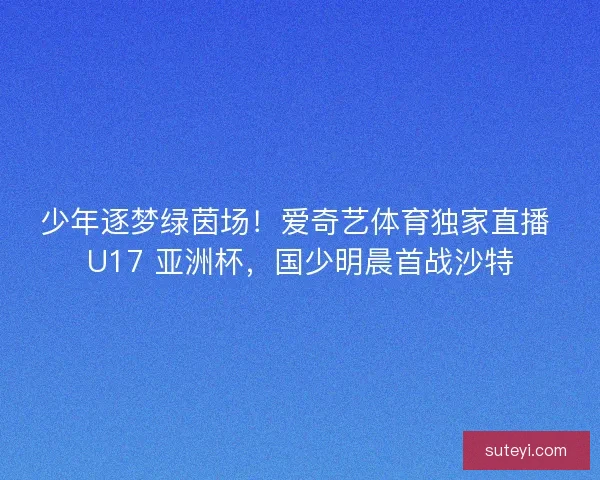 少年逐梦绿茵场！爱奇艺体育独家直播 U17 亚洲杯，国少明晨首战沙特