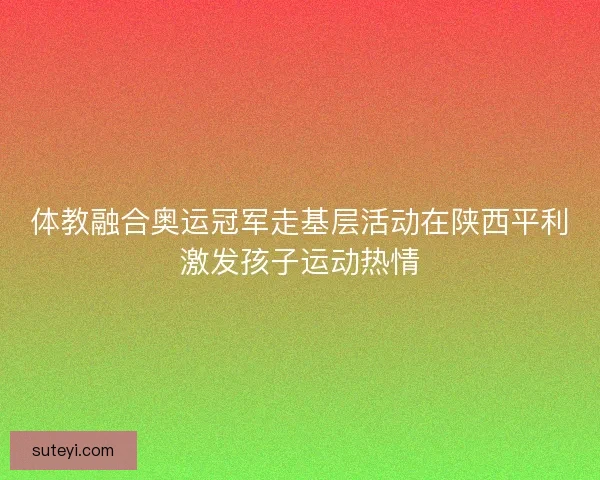 体教融合奥运冠军走基层活动在陕西平利激发孩子运动热情