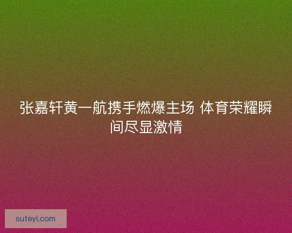 张嘉轩黄一航携手燃爆主场 体育荣耀瞬间尽显激情