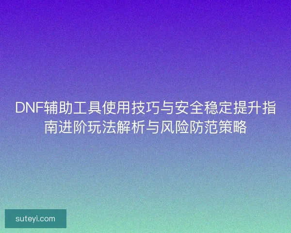 DNF辅助工具使用技巧与安全稳定提升指南进阶玩法解析与风险防范策略