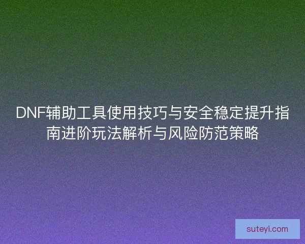 DNF辅助工具使用技巧与安全稳定提升指南进阶玩法解析与风险防范策略